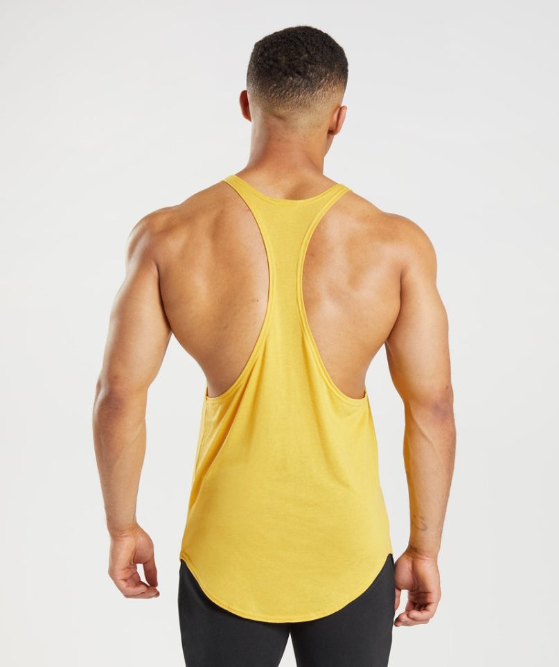 Men's Gymshark GS x David Laid Stringer Tanks Yellow | CA 1N6A85